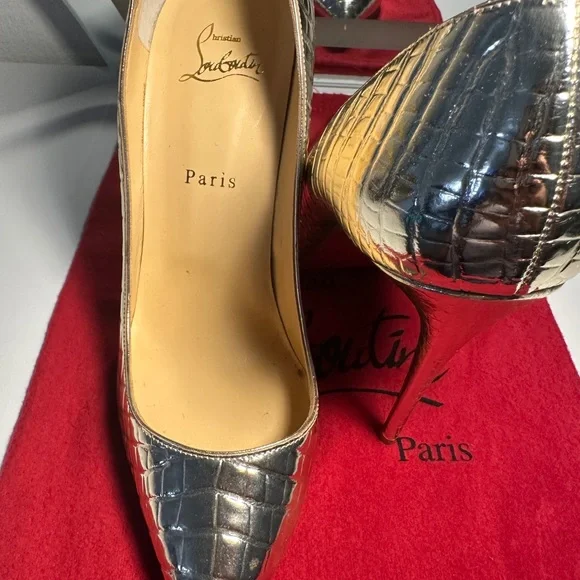 Christian Louboutin Silver Stiletto Heels - Picture 3 of 7